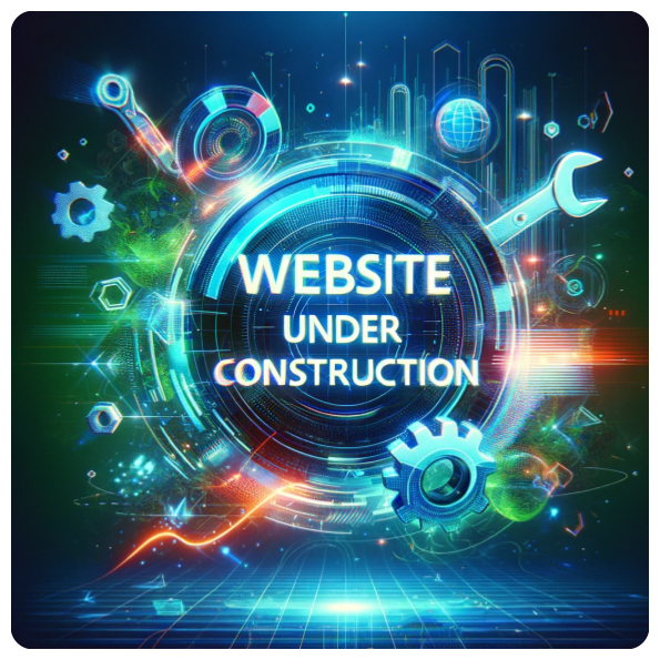 Futuristic-cyber image that says 'Under construction'.